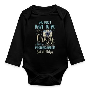 Kamera Fotografie Objektiv Fotoshooting - Baby Bio-Langarm-Body - Schwarz - Vorne