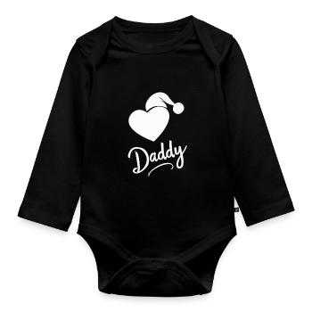 Warm Daddy" - Organic Longsleeve Baby Bodysuit - black - Front