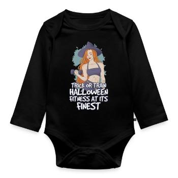 Trick Or Train Anti Halloween Fitness - Organic Longsleeve Baby Bodysuit - black - Front