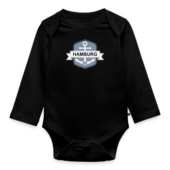 Hamburg Ahoi - Baby Bio-Langarm-Body - Schwarz - Vorne