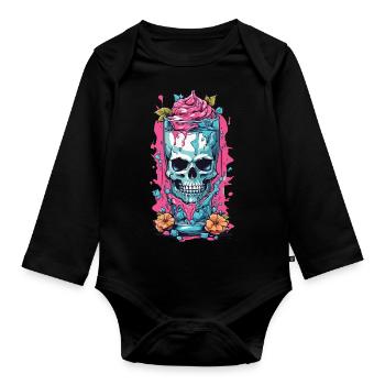 Goth Sundae Skull Weirdcore Pastel Gothic - Organic Longsleeve Baby Bodysuit - black - Front