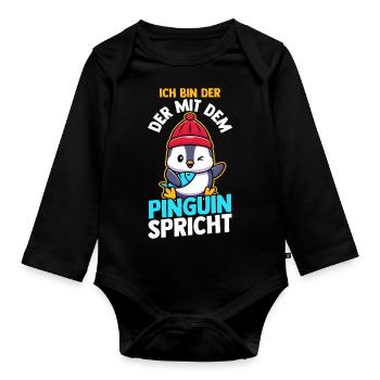 Pinguin - Baby Bio-Langarm-Body - Schwarz - Vorne