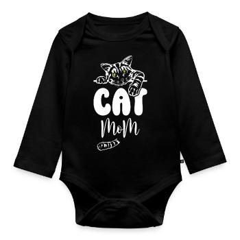 Cat Mom - Baby Bio-Langarm-Body - Schwarz - Vorne