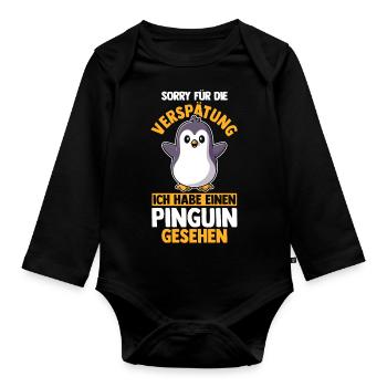 Pinguin - Baby Bio-Langarm-Body - Schwarz - Vorne