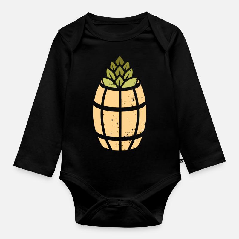 Pineapple Logo - Organic Longsleeve Baby Bodysuit - black