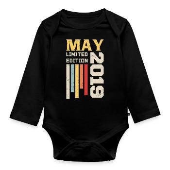 Mai 2019 - Geburtstagsgeschenk geboren im Mai 2019 Mai - Baby Bio-Langarm-Body - Schwarz - Vorne