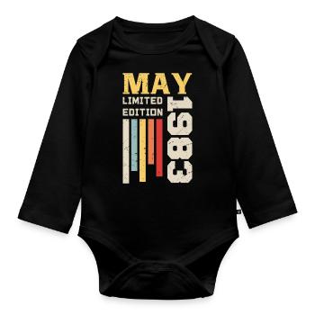 Mai 1983 - Geburtstagsgeschenk geboren im Mai 1983 Mai - Baby Bio-Langarm-Body - Schwarz - Vorne