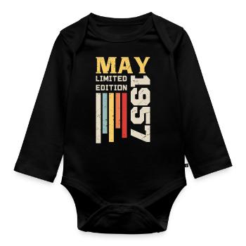 Mai 1957 - Geburtstagsgeschenk geboren im Mai 1957 Mai - Baby Bio-Langarm-Body - Schwarz - Vorne