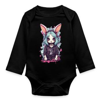 Lapin gothique eGirl Anime Kemonomimi Design - Body Bébé bio manches longues - noir - Devant