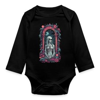 Gothic Skull Girl Pastel Okkult Vintage Design - Baby Bio-Langarm-Body - Schwarz - Vorne