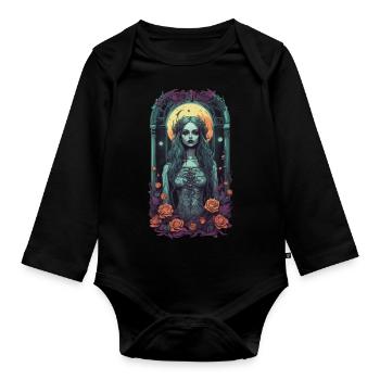 Okkultes Vintage Goth Girl Dunkle Ästhetik - Baby Bio-Langarm-Body - Schwarz - Vorne
