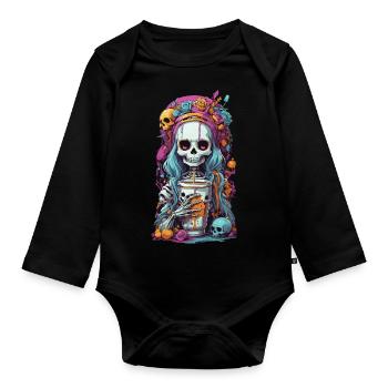 Goth Girl squelette Potion des ténèbres - Body Bébé bio manches longues - noir - Devant