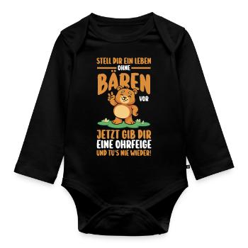Braunbär Bär - Baby Bio-Langarm-Body - Schwarz - Vorne