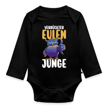Eulen - Baby Bio-Langarm-Body - Schwarz - Vorne