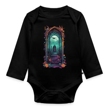 Cimetière gothique Vintage Pastel Goth Design - Body Bébé bio manches longues - noir - Devant
