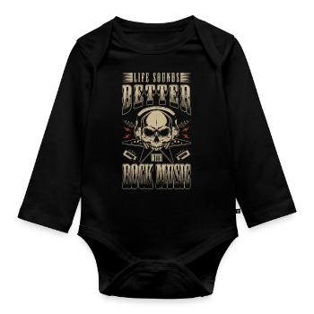 Rock Hardrocker Schlagzeug - Baby Bio-Langarm-Body - Schwarz - Vorne