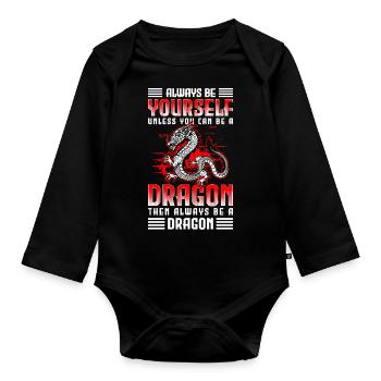 Drachen Mythologie Märchen Tattoo - Baby Bio-Langarm-Body - Schwarz - Vorne