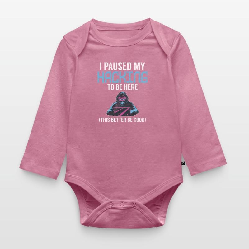 Cyber security hacker hacking Organic Longsleeve Baby Bodysuit