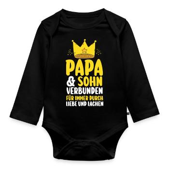Papa Fête des pères Papa - Body Bébé bio manches longues - noir - Devant
