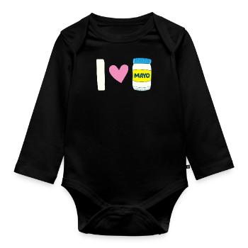 Mayonnaise - I love Mayo Heart - Organic Longsleeve Baby Bodysuit - black - Front