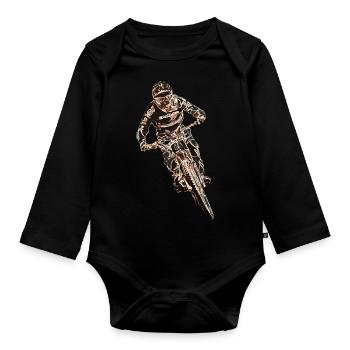 Downhill mountain biking - Organic Longsleeve Baby Bodysuit - black - Front