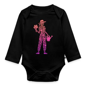 Jardin, Jardinier Amateur, Fleuriste, Femmes, Jardinier - Body Bébé bio manches longues - noir - Devant