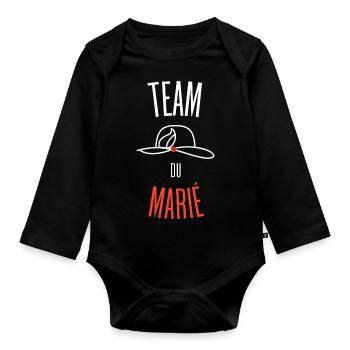 Team du Marié - Body Bébé bio manches longues - noir - Devant