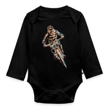 vtt descente - Body Bébé bio manches longues - noir - Devant