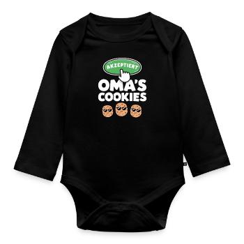 Omas Cookies Akzeptiert Lustiger Spruch Oma - Baby Bio-Langarm-Body - Schwarz - Vorne