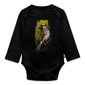 Majestätischer Kardinalvogel sitzt auf einem Ast - Baby Bio-Langarm-Body - Schwarz - Vorne