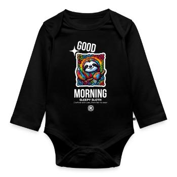 good morning - Organic Longsleeve Baby Bodysuit - black - Front