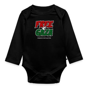 Libérez Gaza - Body Bébé bio manches longues - noir - Devant