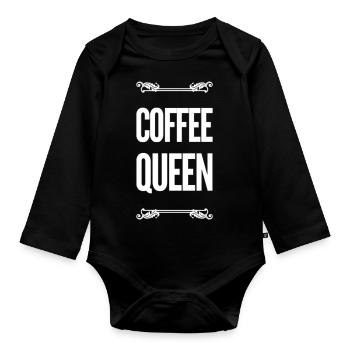 Lustige Kaffee Sprüche - Baby Bio-Langarm-Body - Schwarz - Vorne