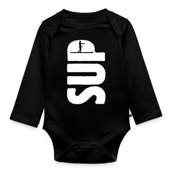 SUP Stand up paddling - Life is better on a board - Baby Bio-Langarm-Body - Schwarz - Vorne