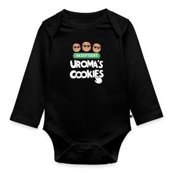 Uromas Cookies Akzeptiert Lustig Uroma Geburtstag - Baby Bio-Langarm-Body - Schwarz - Vorne