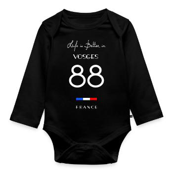 La vie est meilleure VOSGES Numéro 88 Lorraine - Body Bébé bio manches longues - noir - Devant