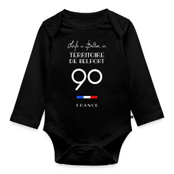 Life is better in TERRITOIRE DE BELFORT Number 90 - Body Bébé bio manches longues - noir - Devant