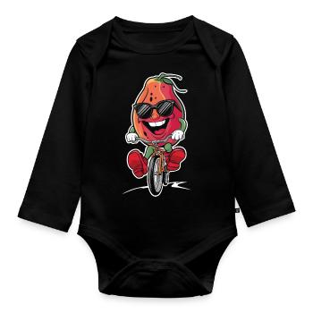 Papaya, Radfahren Auf Dem Fahrrad-Geschenk - Baby Bio-Langarm-Body - Schwarz - Vorne
