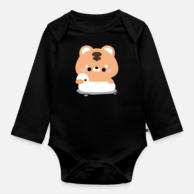 Tigre nageant - Body Bébé bio manches longues - noir