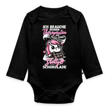 Funny Horse Saying Therapist Shetty Pony - Organic Longsleeve Baby Bodysuit - black - Front