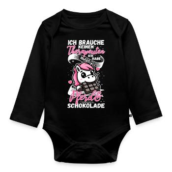 Funny Horse Saying Therapist Horse - Organic Longsleeve Baby Bodysuit - black - Front