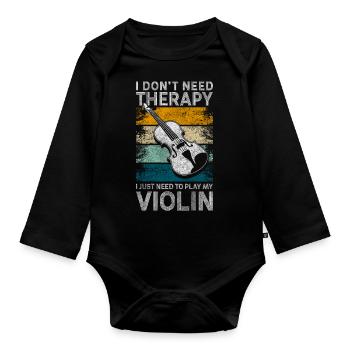Violin player String instrument Music lessons - Organic Longsleeve Baby Bodysuit - black - Front