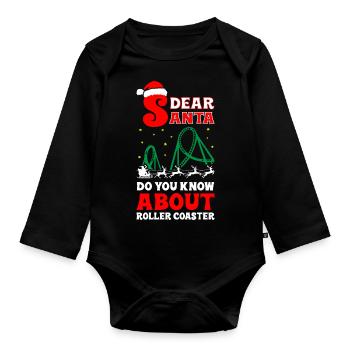 Cher Père Noël, connaissez-vous les montagnes russes - Body Bébé bio manches longues - noir - Devant