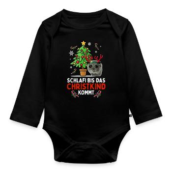 Schlaf Bis Das Christkind Kommt Hamster - Baby Bio-Langarm-Body - Schwarz - Vorne
