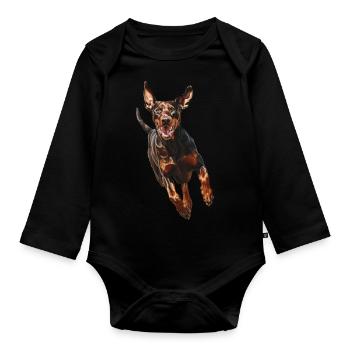 Dobermann - Baby Bio-Langarm-Body - Schwarz - Vorne