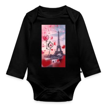 Stick Liebe Paris - Baby Bio-Langarm-Body - Schwarz - Vorne