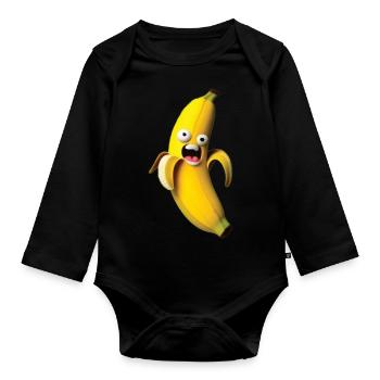 Banane folle - Body Bébé bio manches longues - noir - Devant