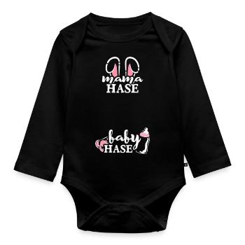 Maman Lapin Bébé Lapin Naissance Grossesse Devenir - Body Bébé bio manches longues - noir - Devant