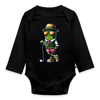 Graphique amusant de concombre de golf pour tout le monde - Body Bébé bio manches longues - noir - Devant