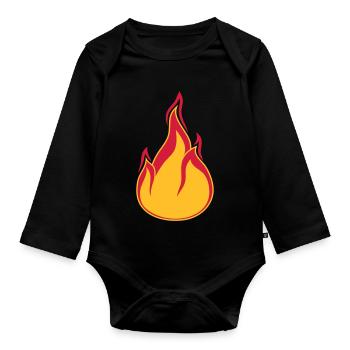 fire flame hot burn burn warm clipart - Organic Longsleeve Baby Bodysuit - black - Front